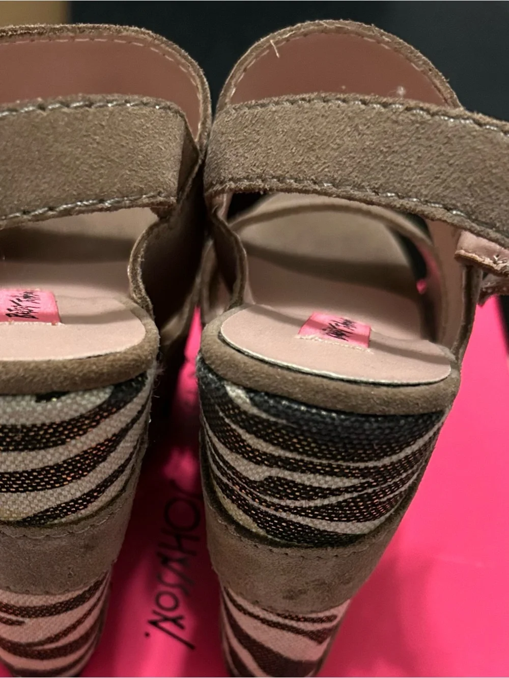 Betsey Johnson Taupe Suede Platform Sandals, worn once!